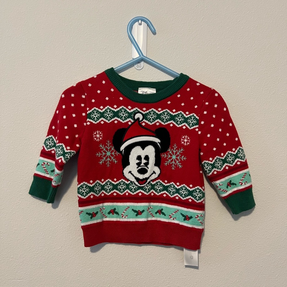 Disney Baby Mickey Christmas Sweater EUC